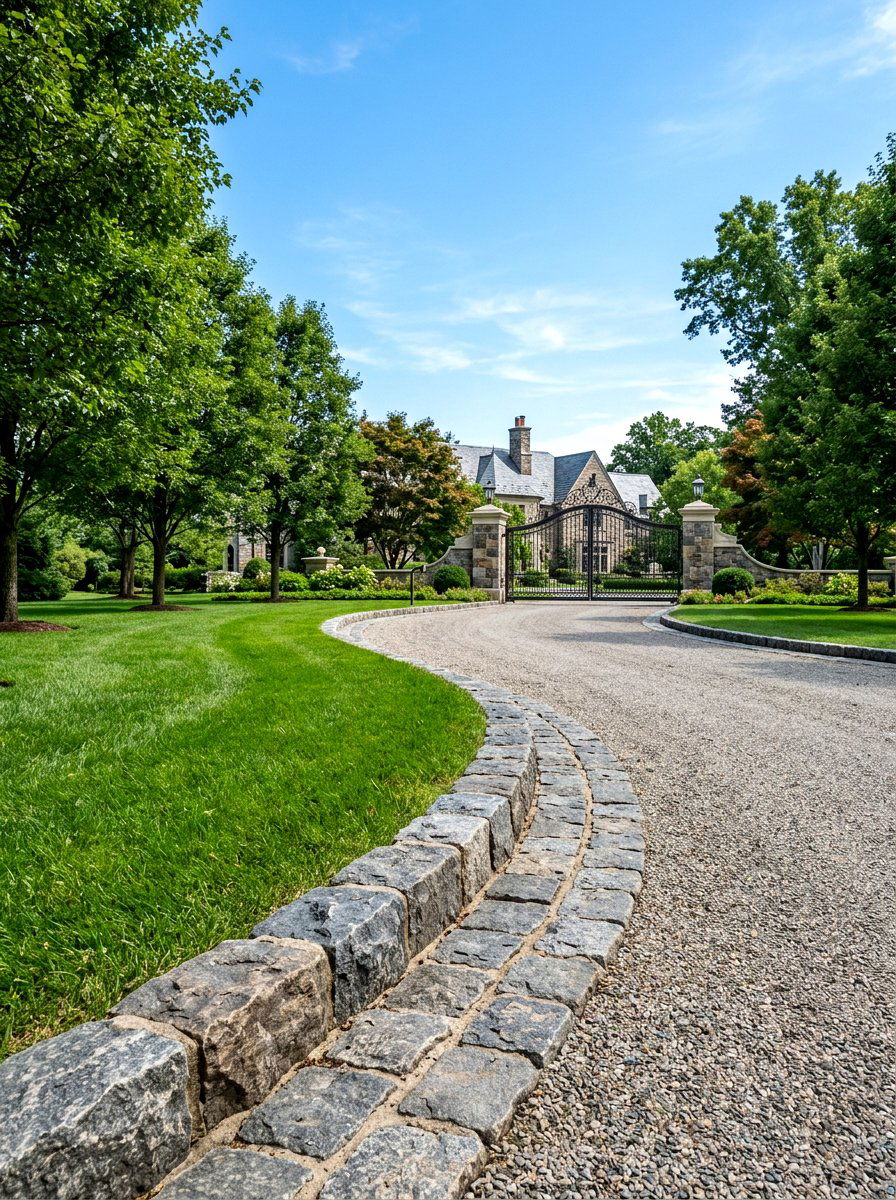 Belgian block edging - 30 driveway edging ideas
