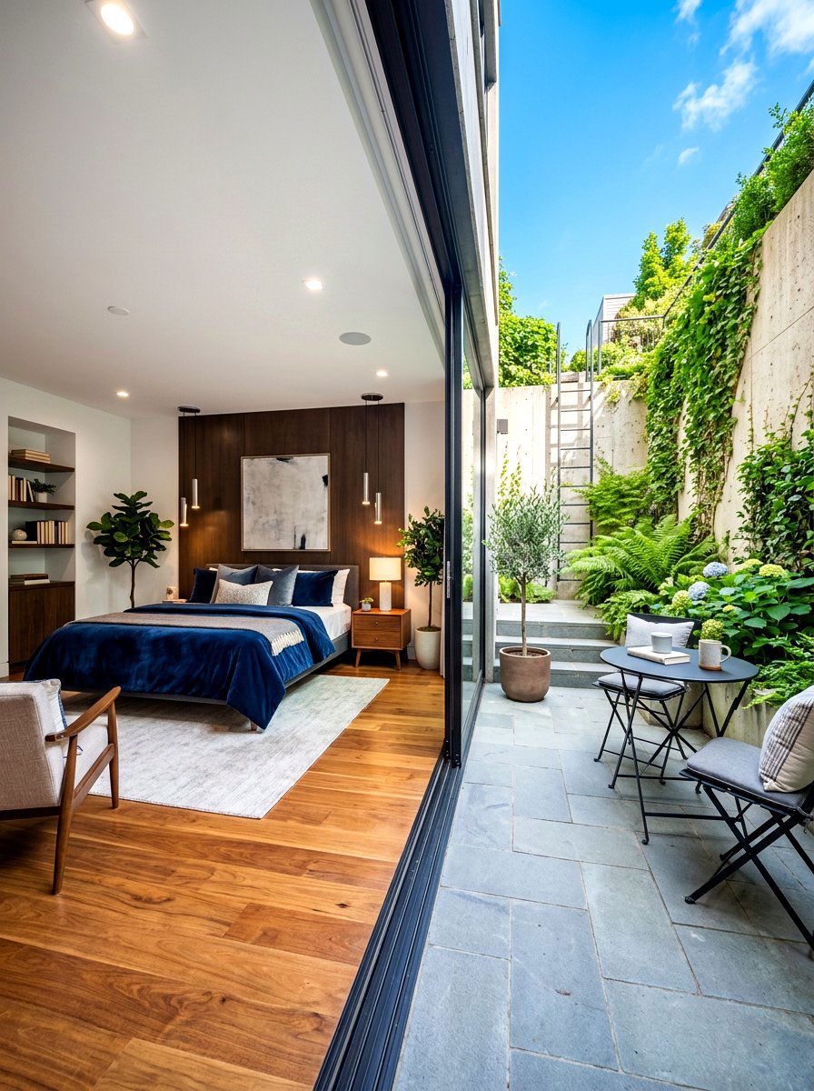 Below grade egress courtyard - 30 basement bedroom egress ideas