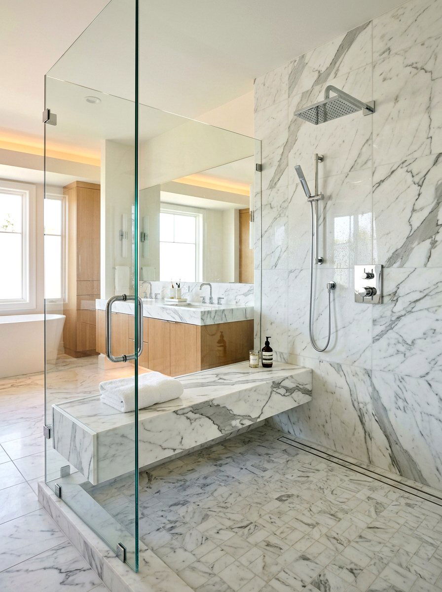 Bench In Shower - 30 luxury bathroom ideas