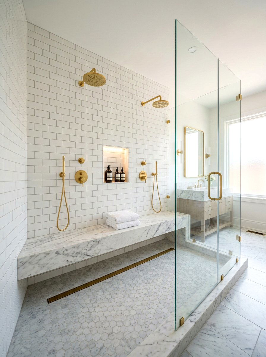 Bench Seat Double Shower - 30 double shower wall ideas