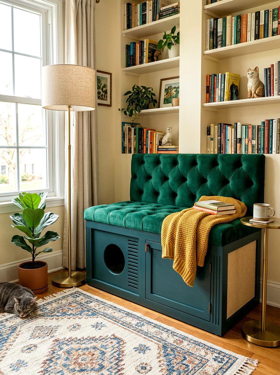 Bench Seat Litter Box Hideaway - 30 litter box enclosure ideas