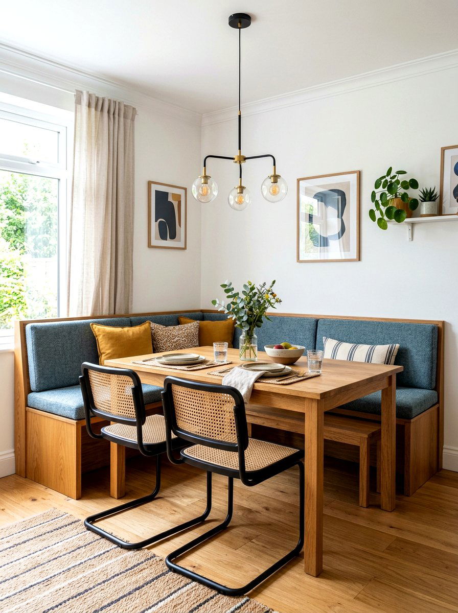 Bench Seating Dining - 30 tiny apartment decor ideas
