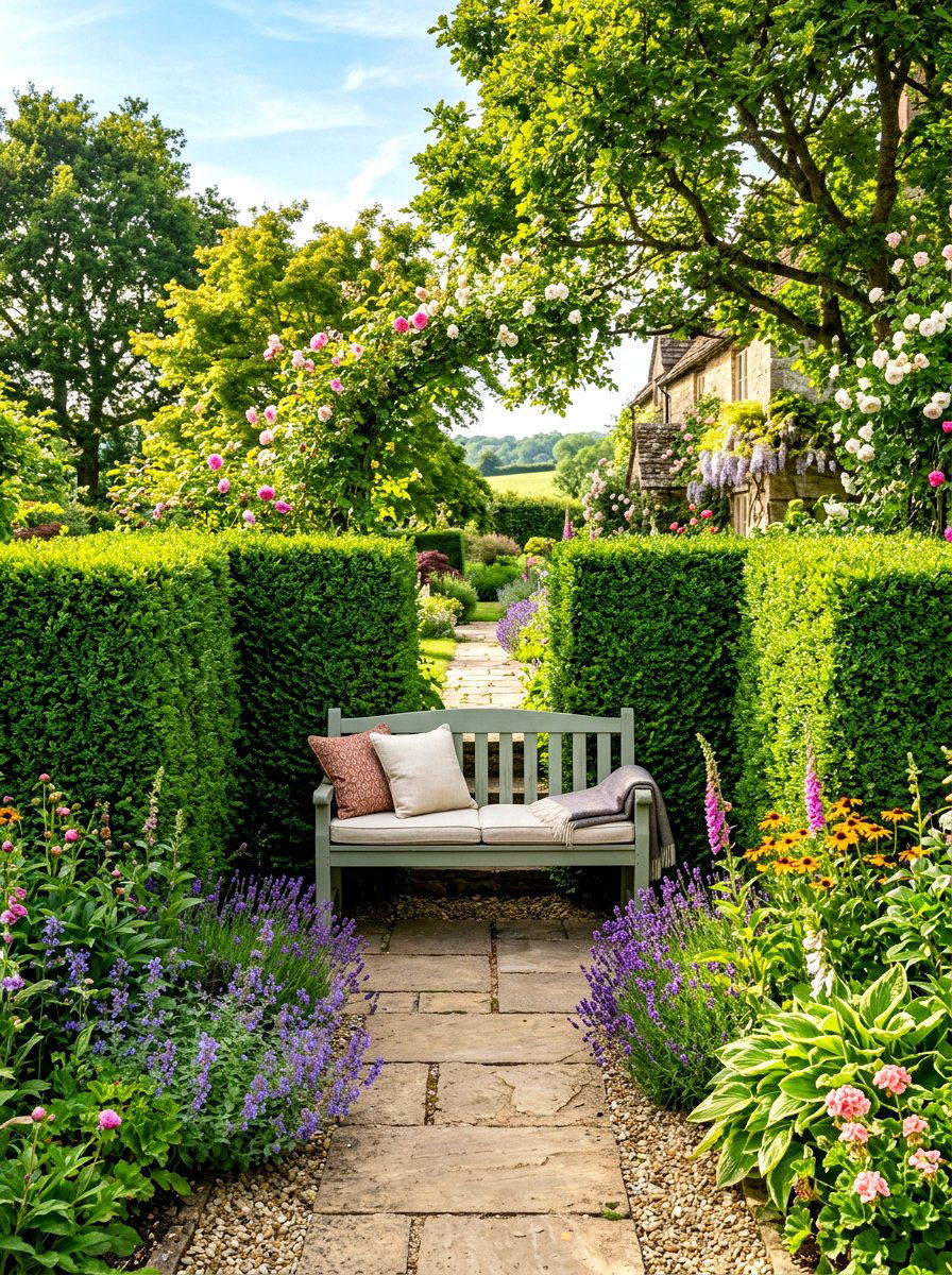 Bench Surround Garden - 30 boxwood garden ideas