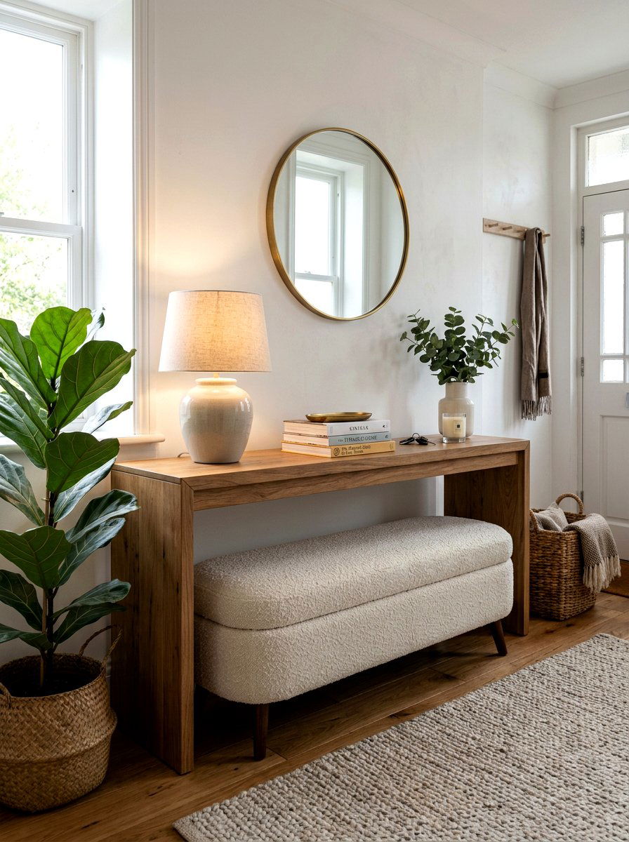 Bench Under Console Table - 30 console styling ideas