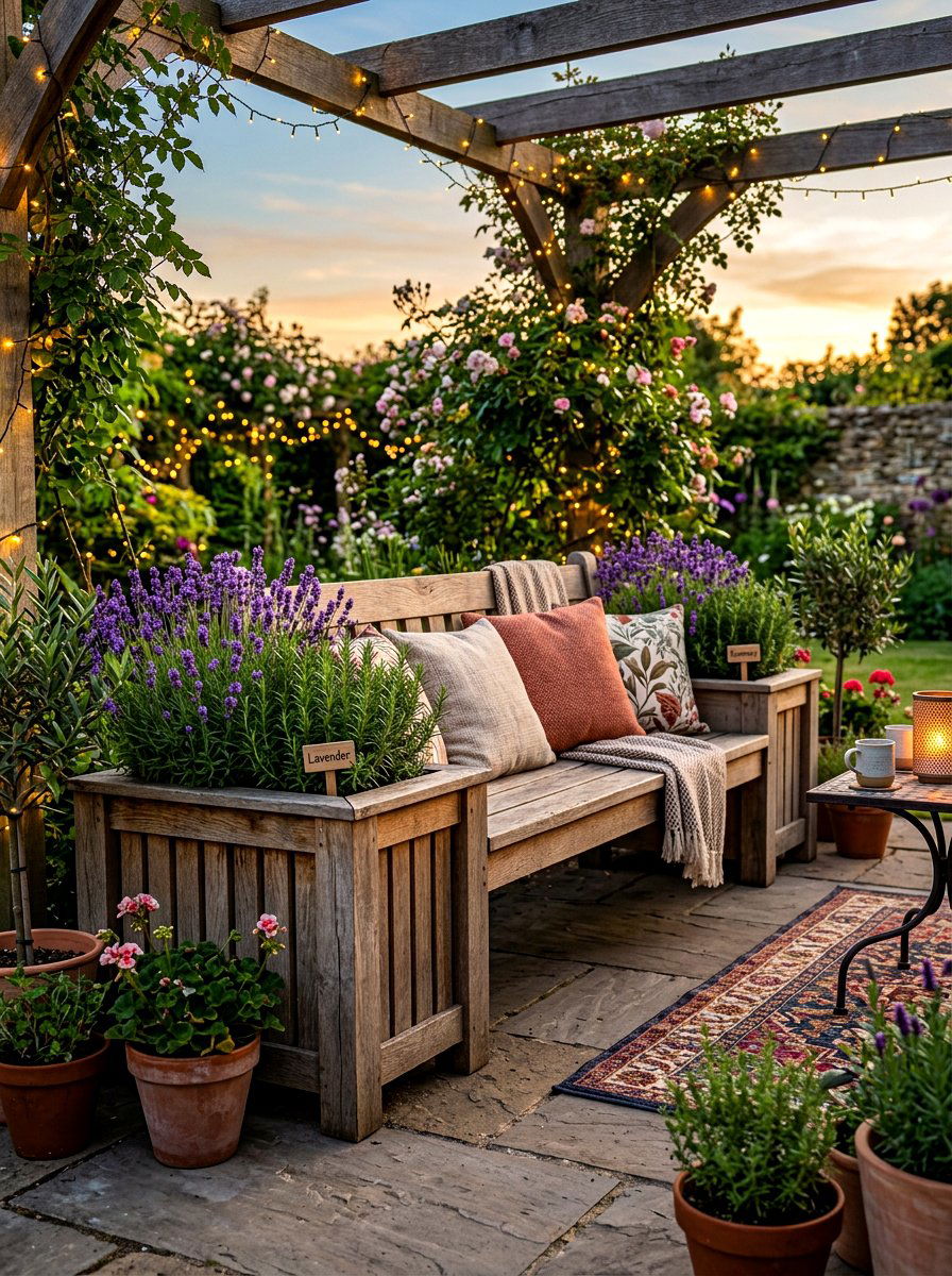 Bench With Built In Herb Planter - 30 patio herb garden ideas
