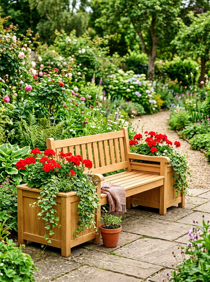 Bench With Built In Planter - 30 built in patio bench ideas