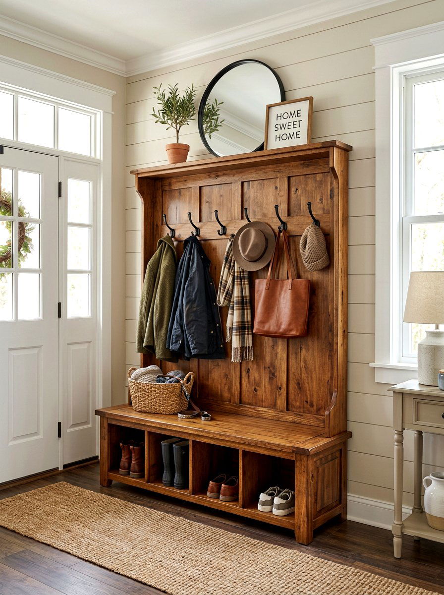 Bench With Coat Hooks - 30 foyer bench seating ideas