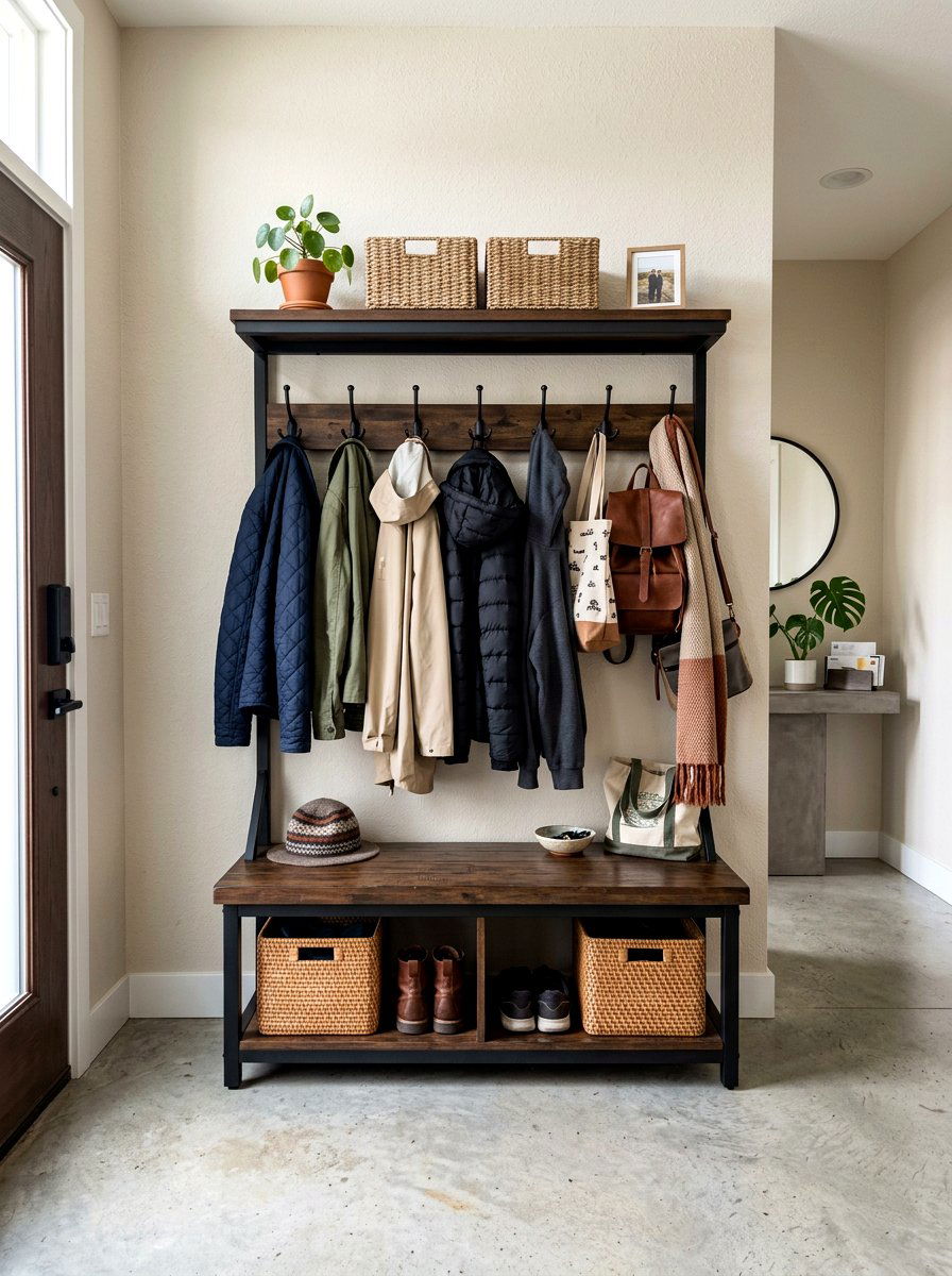 Bench With Coat Hooks - 30 apartment entry bench ideas