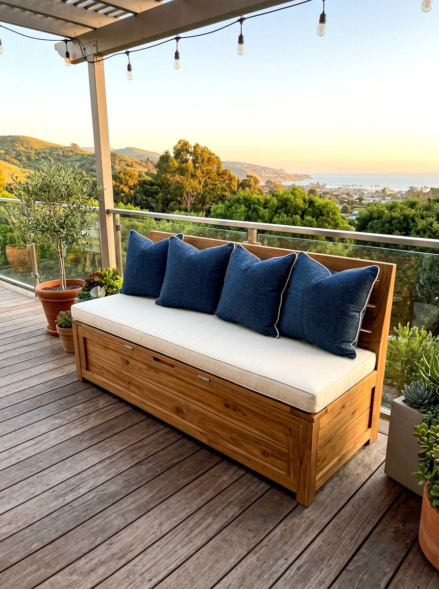 Bench With Cushion - 30 deck storage ideas