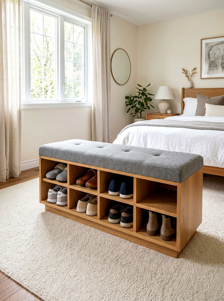 Bench With Shoe Cubbies - 30 shoe closet ideas