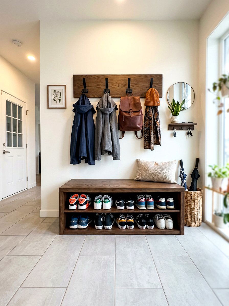 Bench With Shoe Storage And Coat Hooks - 30 entry bench and hooks ideas