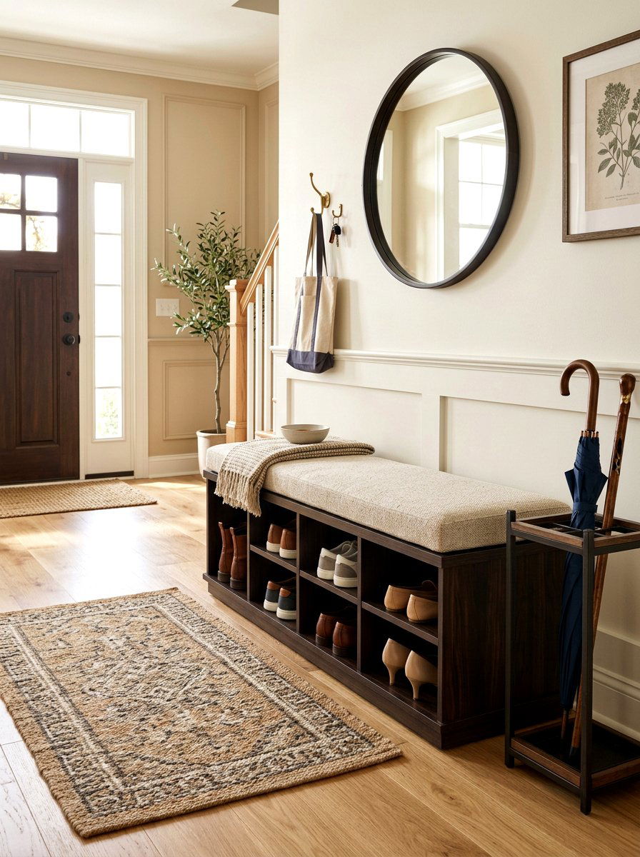 Bench With Shoe Storage - 30 slim foyer storage ideas