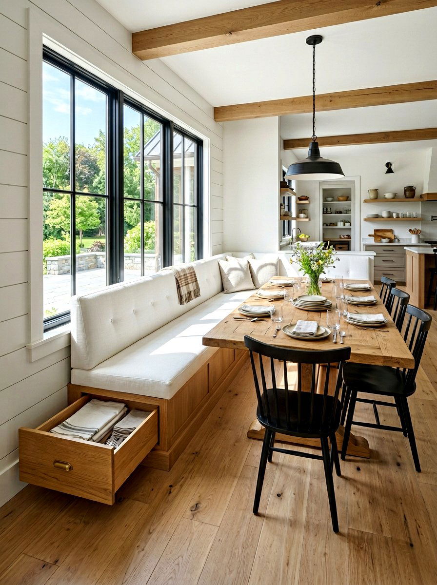 Bench With Side Access Drawers - 30 kitchen banquette storage ideas