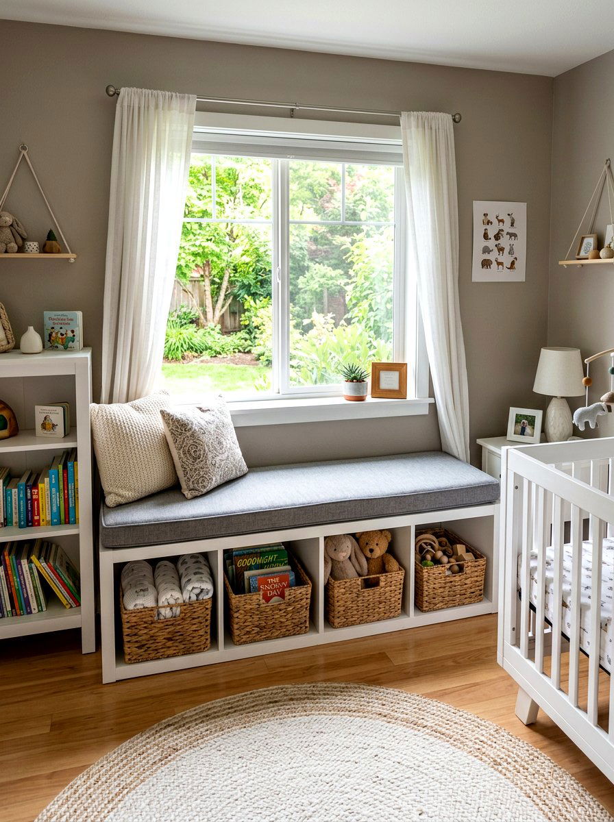 Bench With Storage - 30 nursery storage ideas