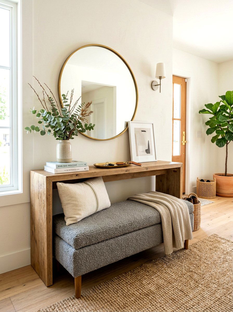 Bench under console table - 30 hallway console styling ideas