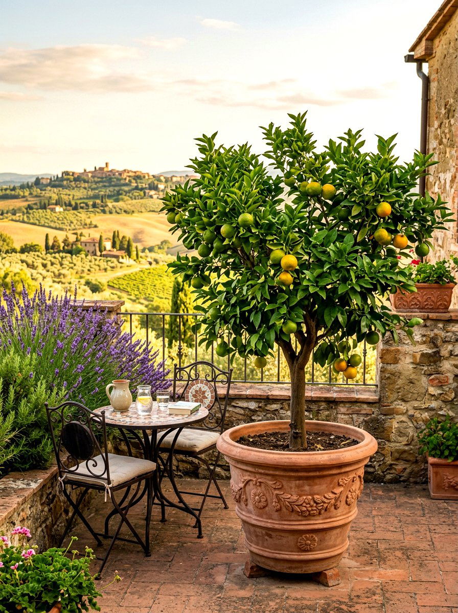 Bergamot Orange Tree Italian Terrace - 30 citrus patio tree ideas
