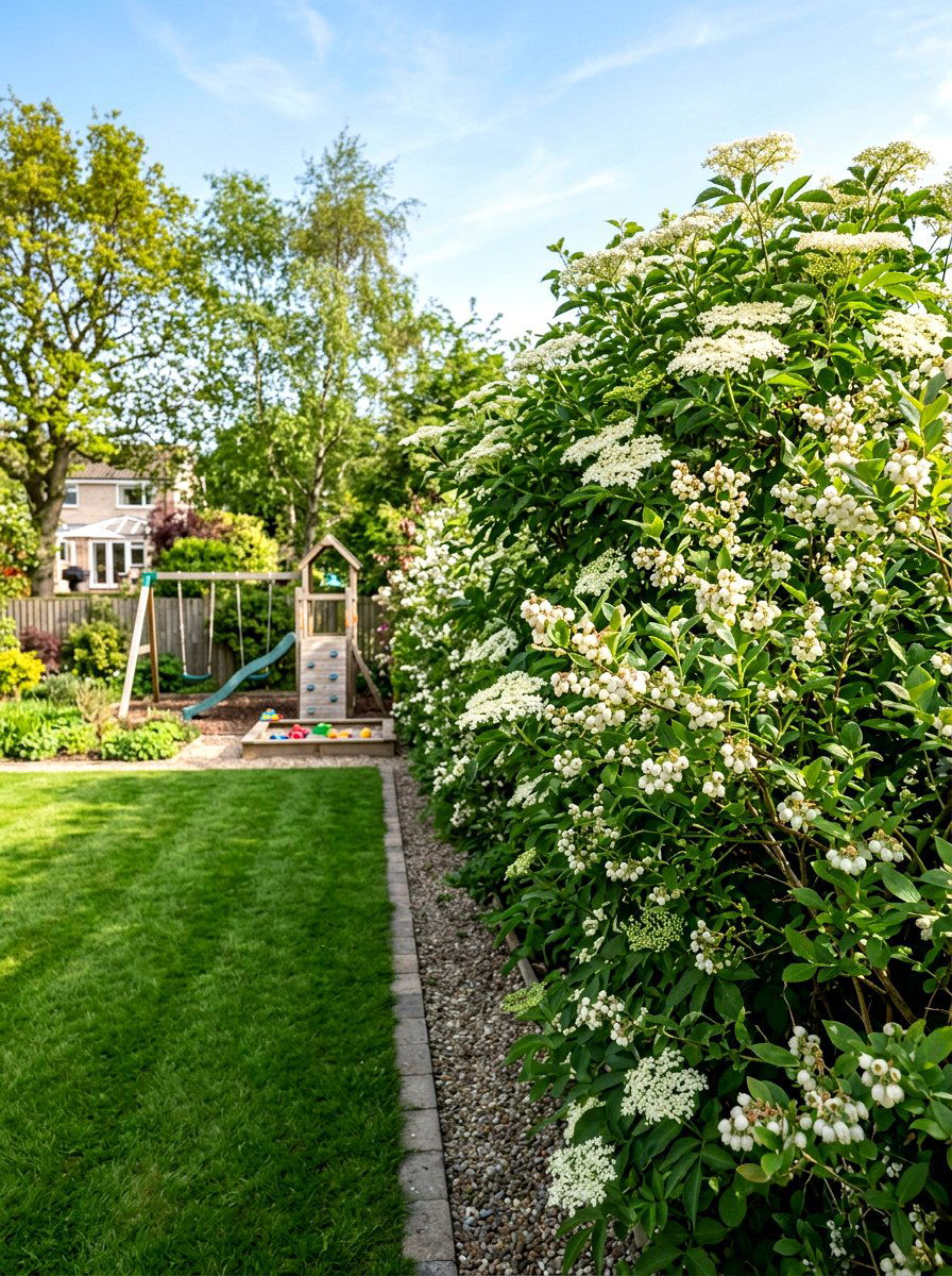 Berry Bush Hedge - 30 pollinator paradise backyard ideas