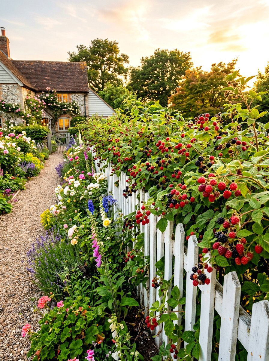Berry Hedge Border - 30 edible backyard landscaping ideas