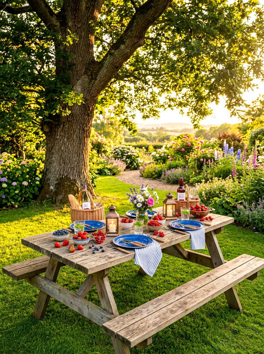 Berry Picnic Table - 30 strawberry table decor ideas
