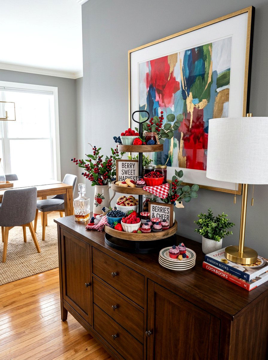 Berry Theme Tiered Trays - 30 strawberry table decor ideas