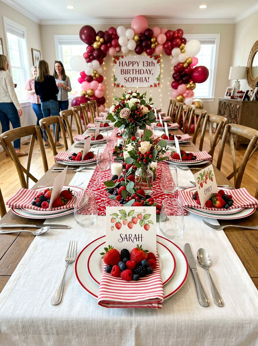 Berry Themed Place Cards - 30 strawberry table decor ideas