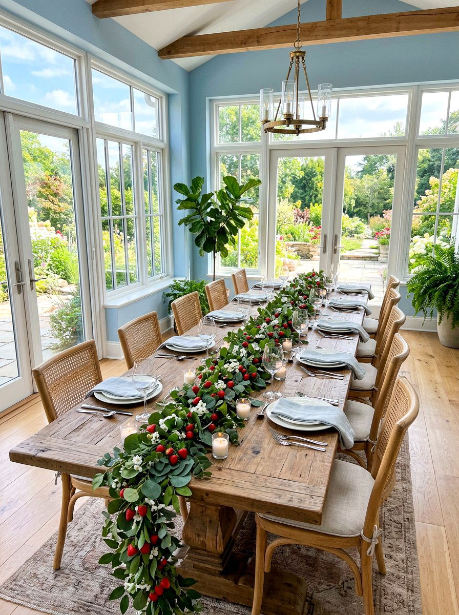 Berry Vine Garland - 30 strawberry table decor ideas