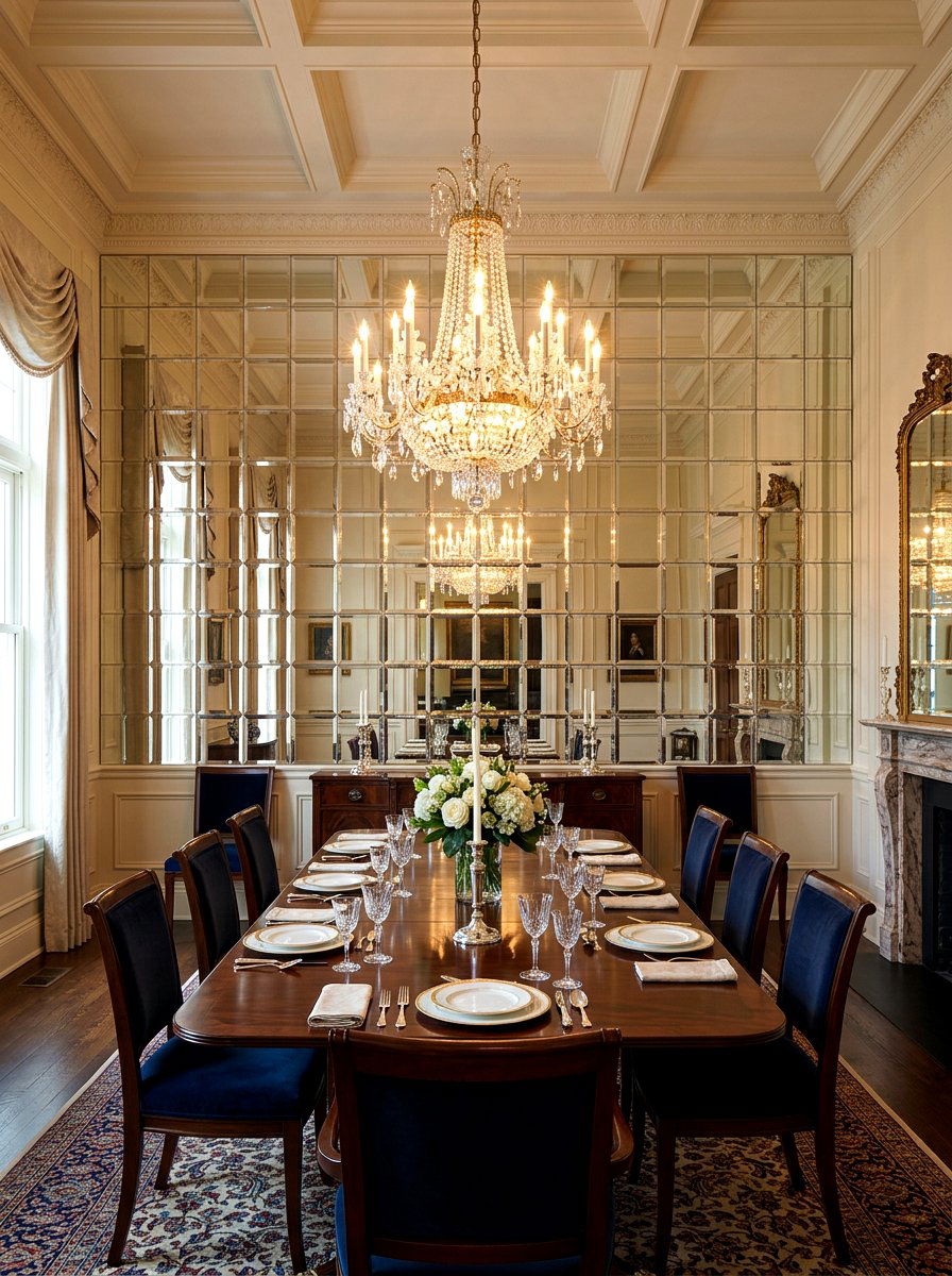 Beveled Edge Mirror Squares - 30 mirror wall small room ideas