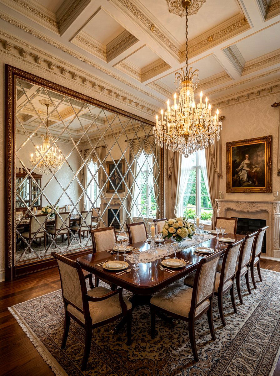 Beveled Edge Mirror Wall - 30 floor to ceiling mirror wall ideas
