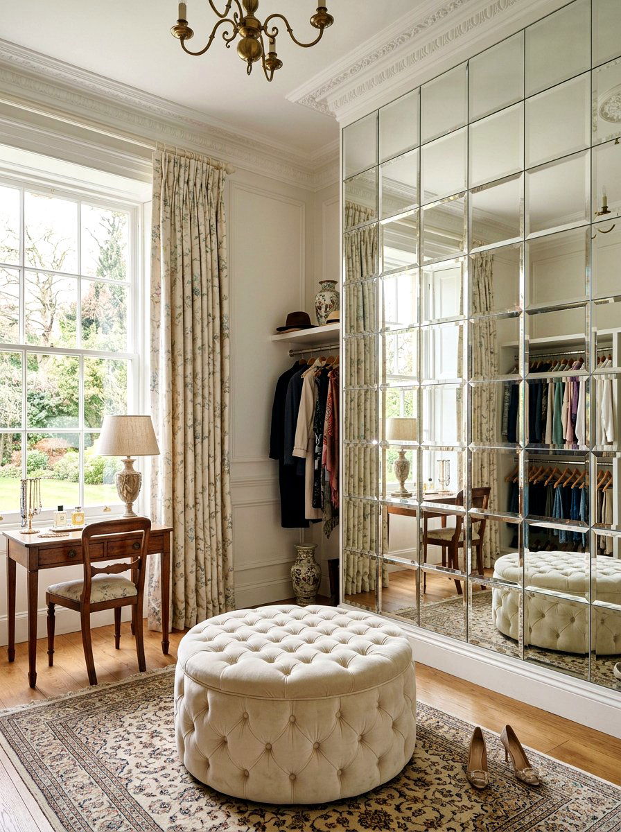 Beveled Edge Mirror Wall - 30 dressing room mirror wall ideas