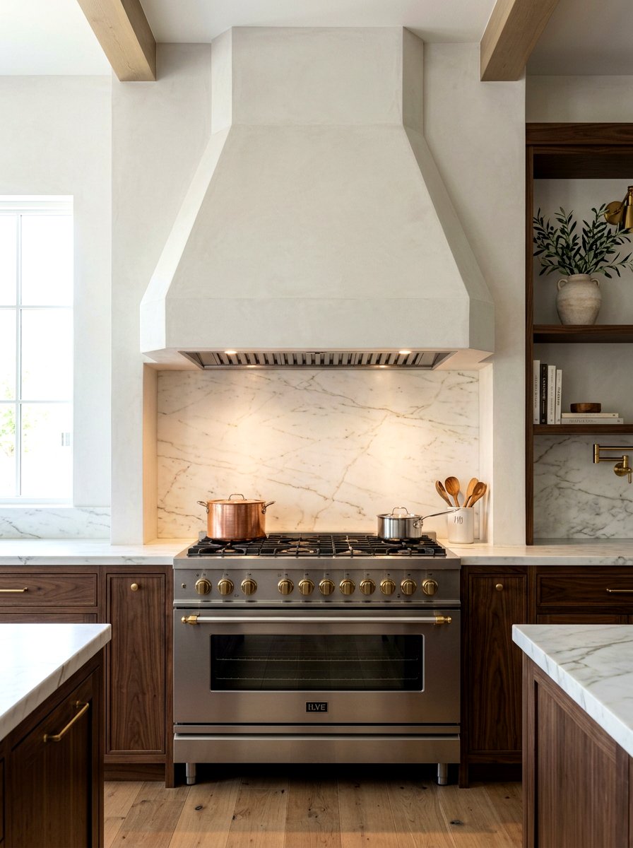 Beveled Edge Plaster Hood - 30 plaster range hood ideas