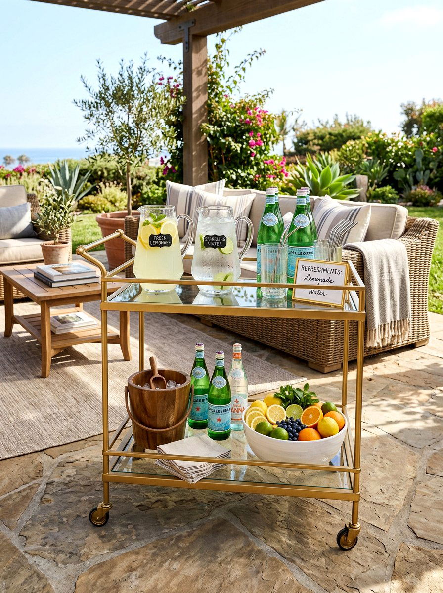 Beverage Cart Station - 30 summer patio hosting ideas