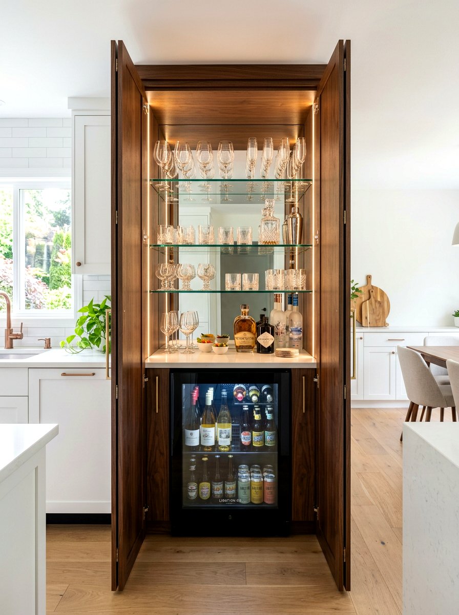 Beverage Center Cabinet - 30 concealed kitchen storage ideas