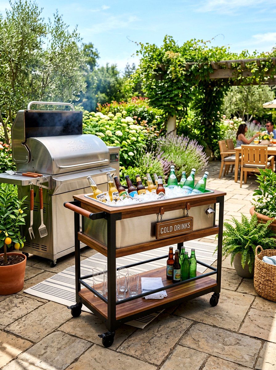 Beverage Cooler Bar Cart - 30 outdoor bar cart ideas