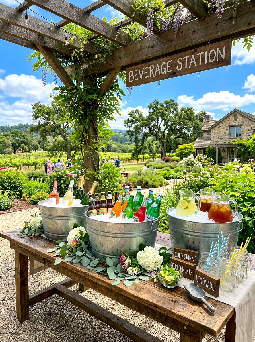 Beverage Serving Station - 30 backyard hosting ideas