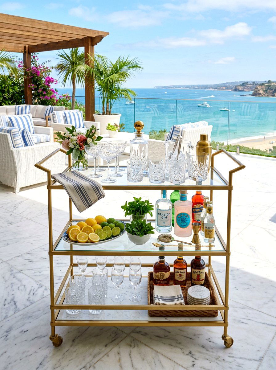 Beverage bar cart - 30 summer hosting home ideas