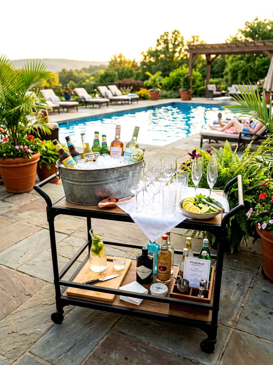 Beverage cart station - 30 evening patio party ideas