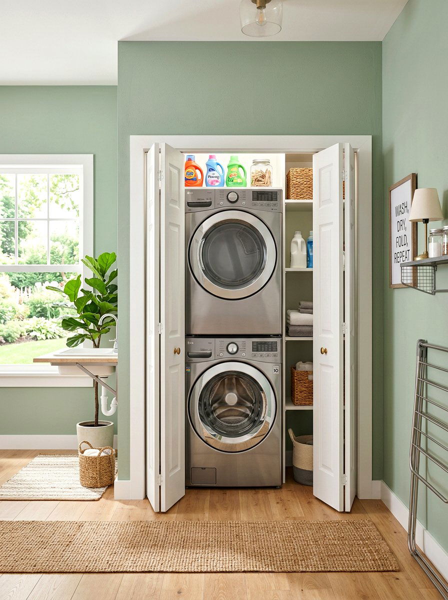 Bi Fold Door Laundry - 30 stacked laundry closet ideas