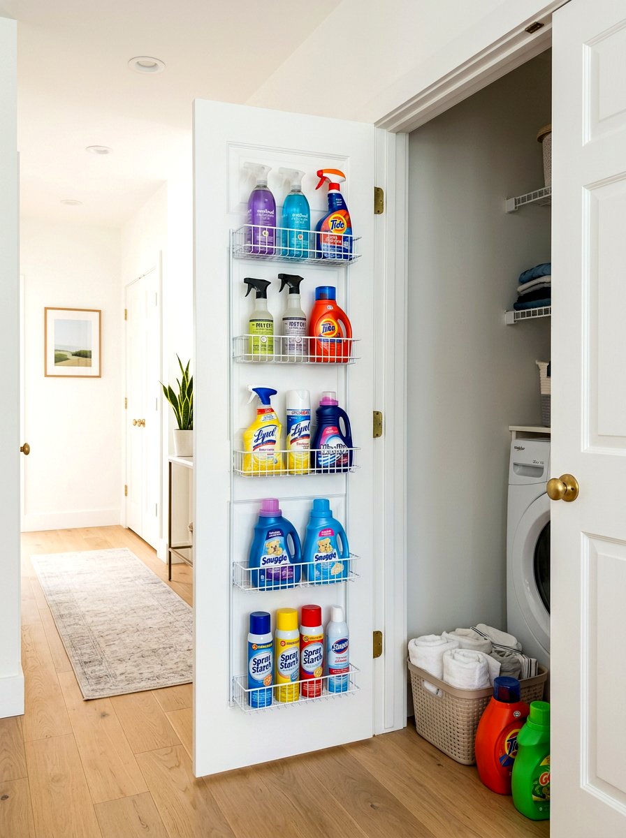 Bi fold laundry door storage - 30 organizing a laundry closet ideas