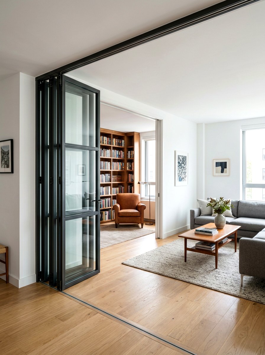 Bi folding glass doors - 30 broken floor plan apartment ideas