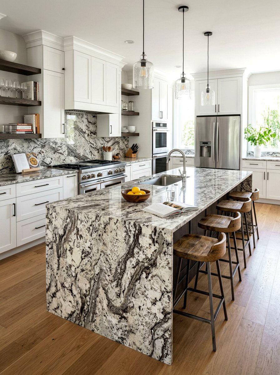 Bianco Antico Granite - 30 granite kitchen ideas