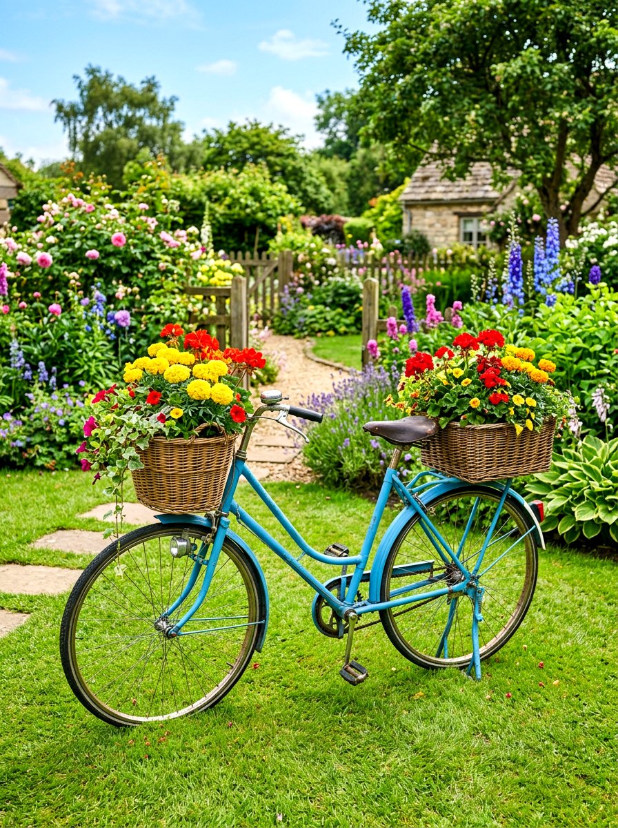 Bicycle Plant Stand - 30 container garden stand ideas