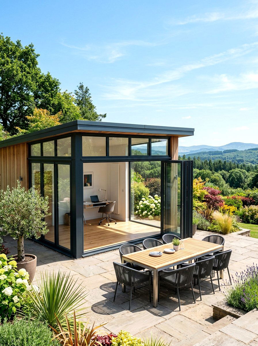 Bifold Door Studio - 30 garden studio shed ideas