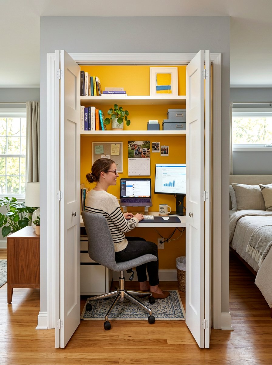 30 Desk In Closet Ideas Aesthetic for Small-Space Productivity