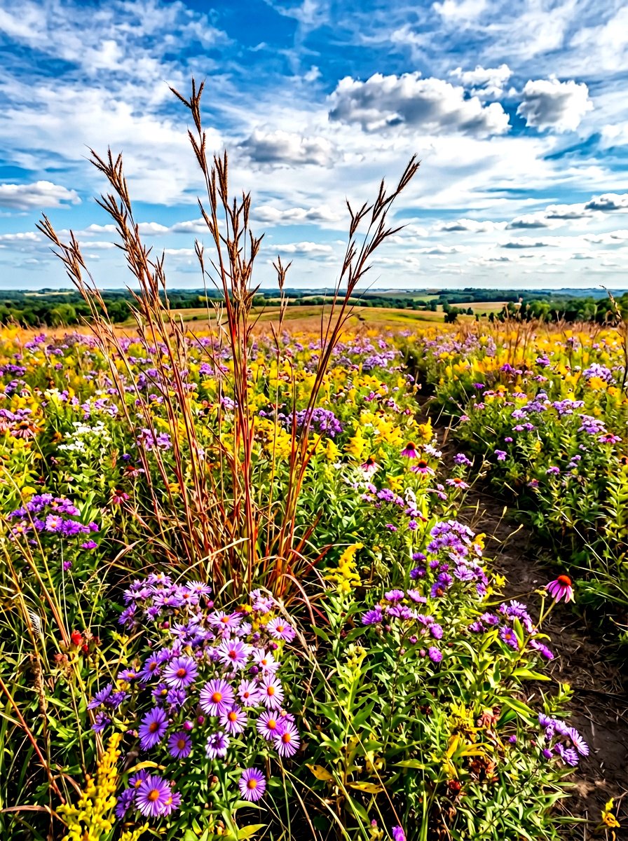 Big Bluestem Wildflower Meadow - 30 ornamental grass garden ideas