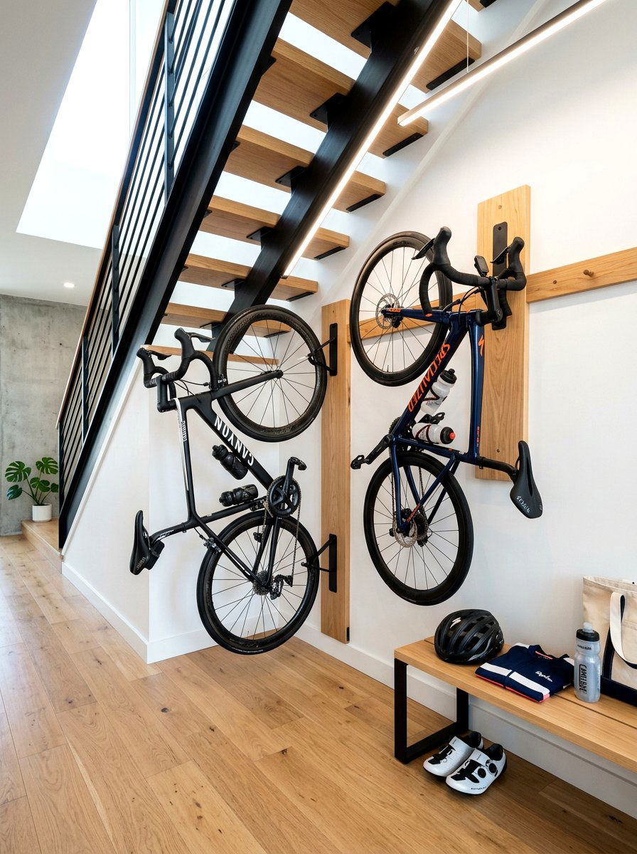Bike Storage Under Stairs - 30 staircase nook ideas