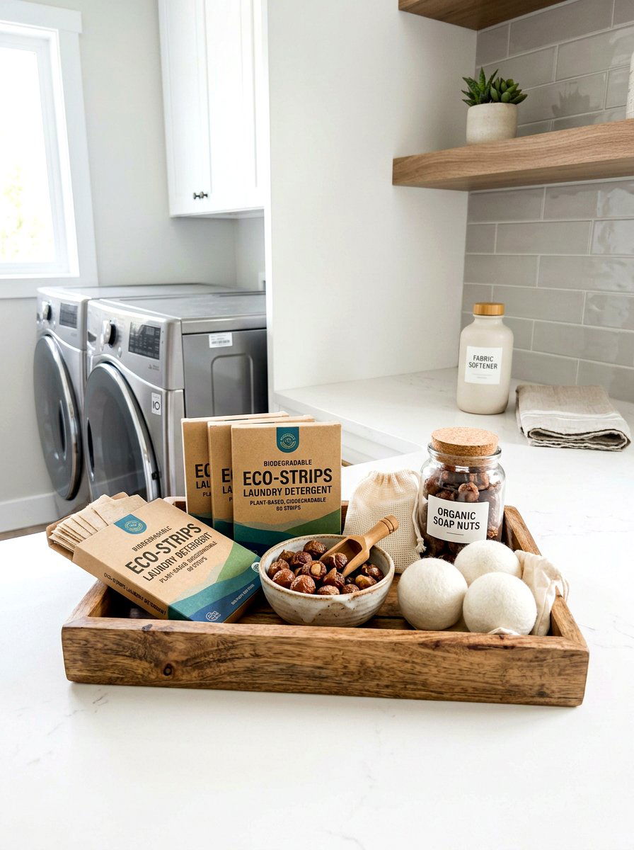 Biodegradable laundry supplies display - 30 eco laundry room ideas