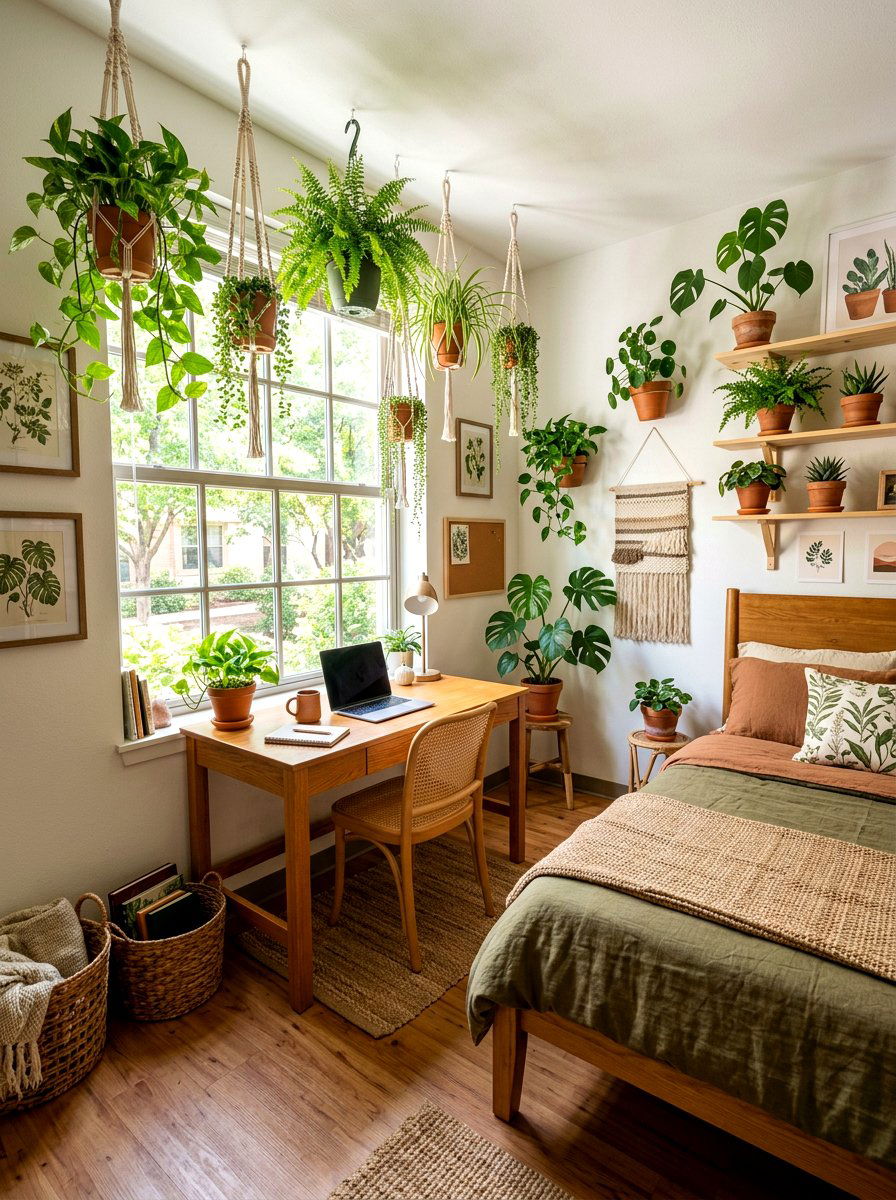 Biophilic Dorm Room - 30 dorm room ideas