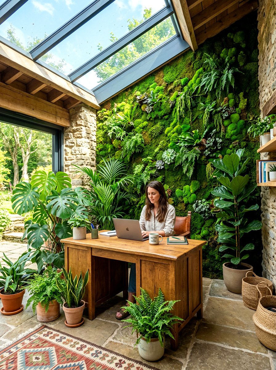Biophilic Green Home Office - 30 executive home office ideas