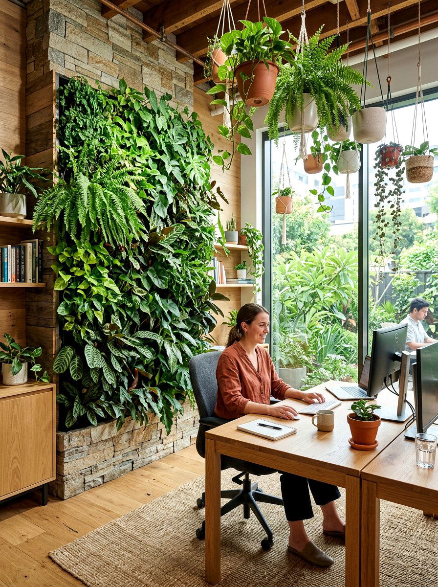 Biophilic Greenery Workspace - 30 boutique studio office ideas