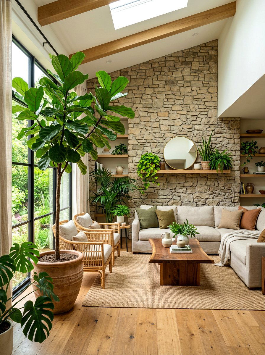 Biophilic Interior Living Room - 30 designer showroom living room ideas